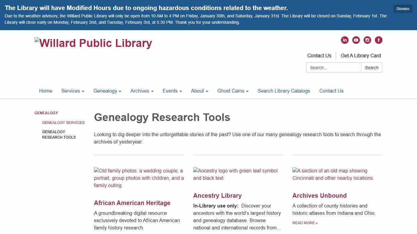 Genealogy Research Tools - Willard Public Library